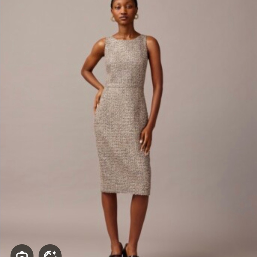 J.Crew Sparkle Tweed Sheath Dress in Golden Beige ✨